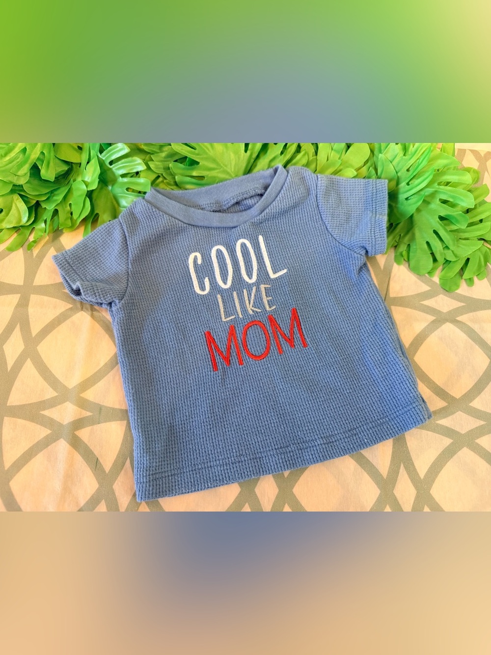 10/$25 • Chickpea Waffle Weave Embroidered “Cool Like Mom” Cotton Top